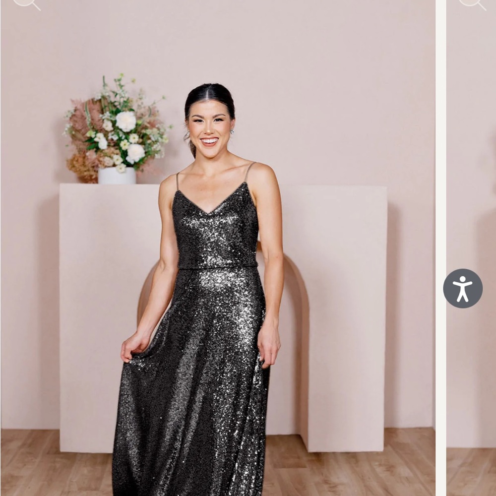 Revelry black sequin Hazel bridesmaid dress